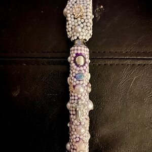 Hand Crafted White and Purple Beaded Decor